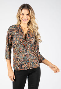 Ring Detail Paisley Top