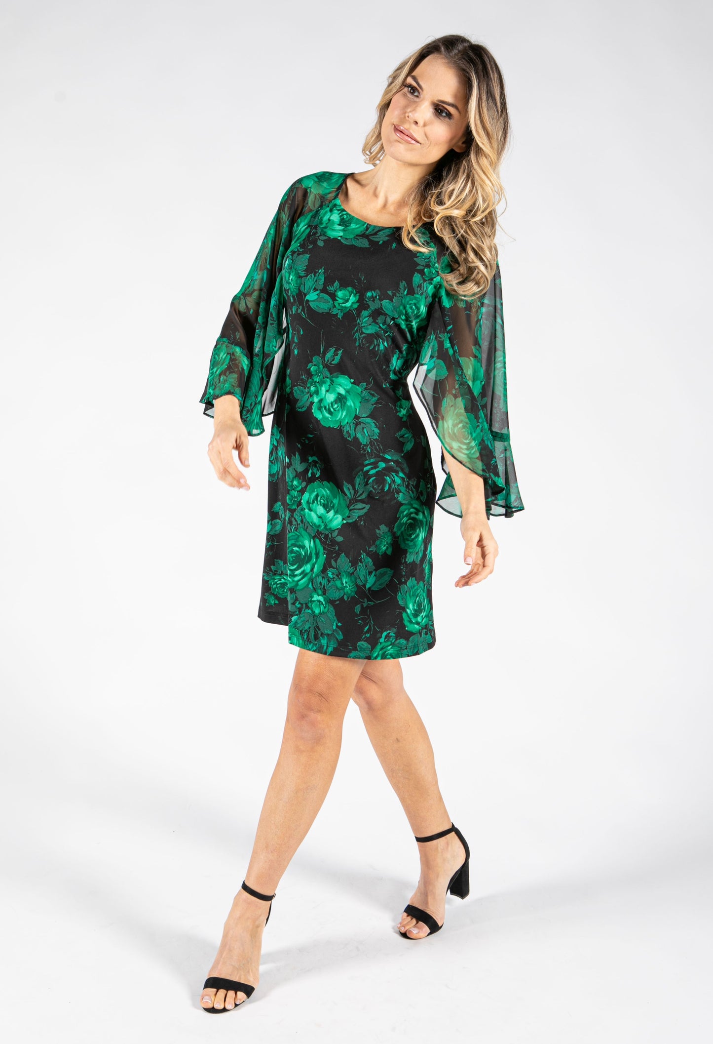 Floral Print Angel Sleeve Dress