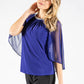 Beaded Neckline Mesh Cape Top