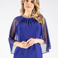 Beaded Neckline Mesh Cape Top