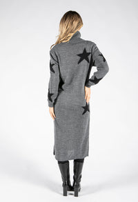 Dark Grey Knit Star Midi Dress