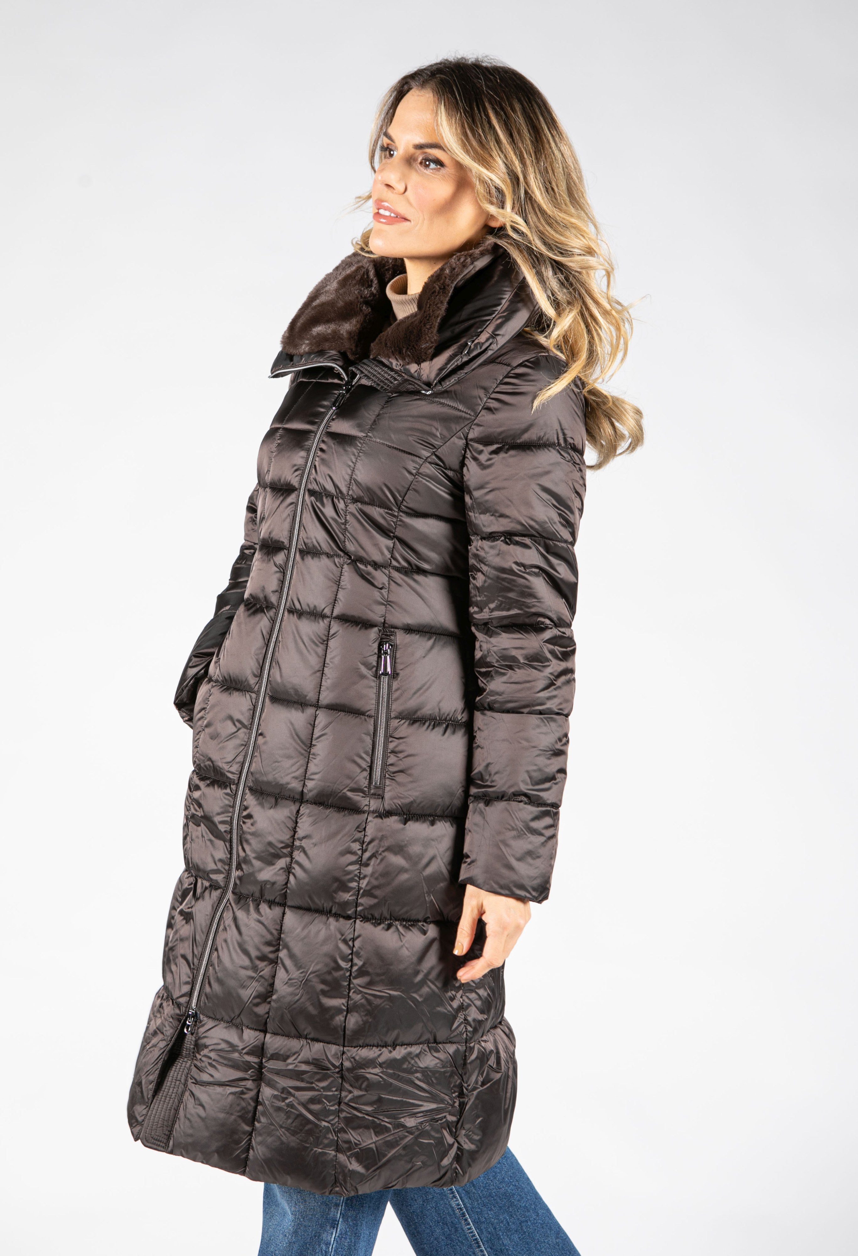 Longline High Neckline Padded Coat