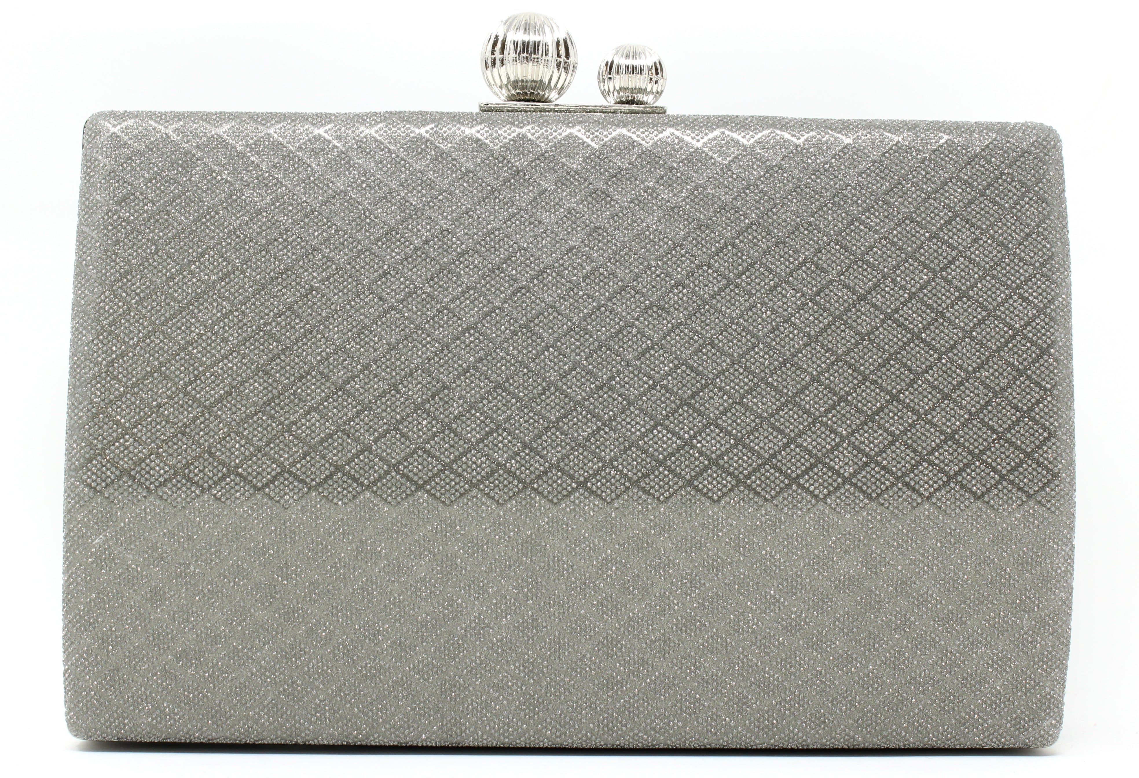 Metallic grey clutch clearance bag