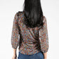 Leaf Pattern Zip Up Blouse