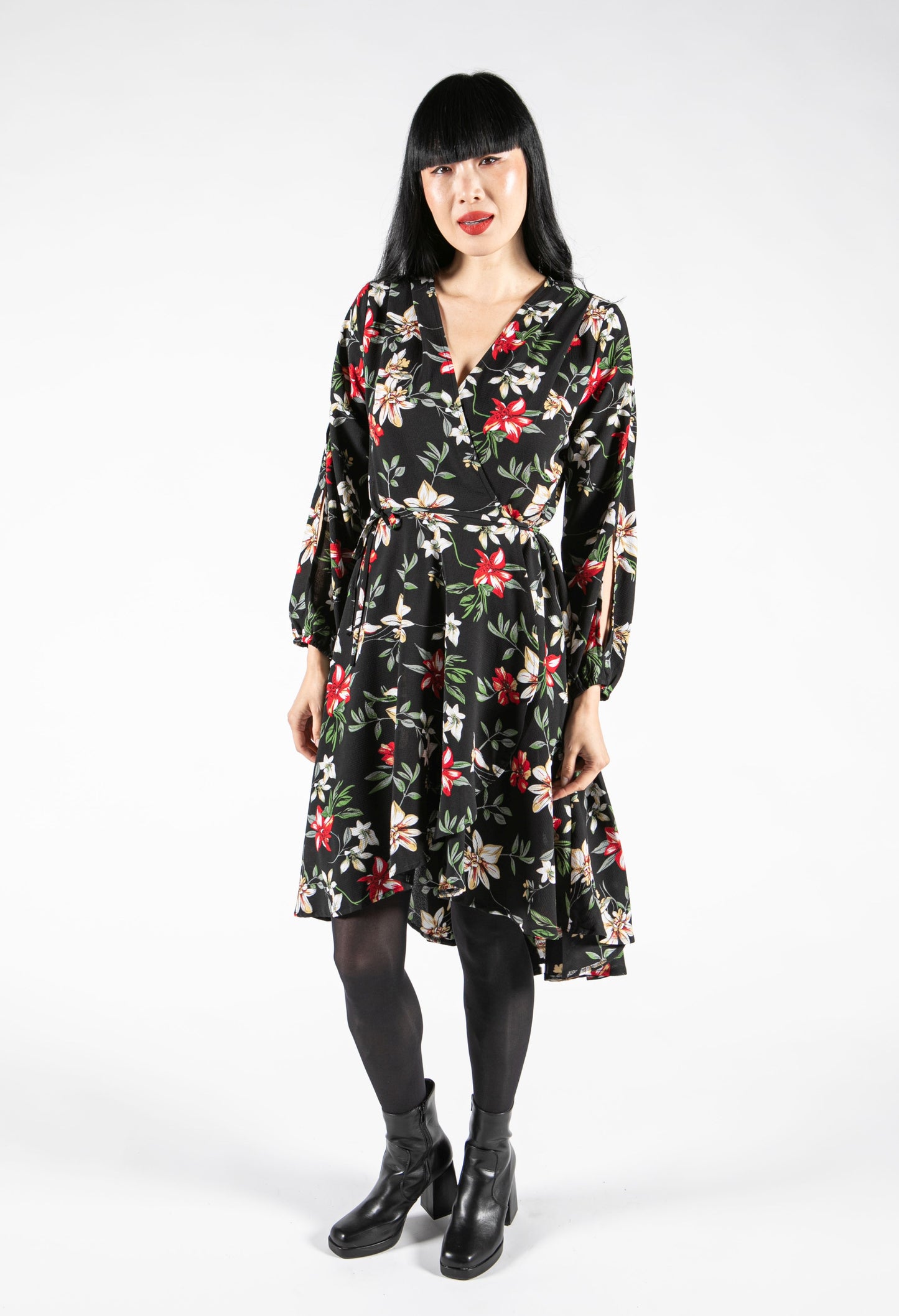 Winter Blossom Wrap Dress