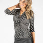 Geometric Print V Neckline Top-1