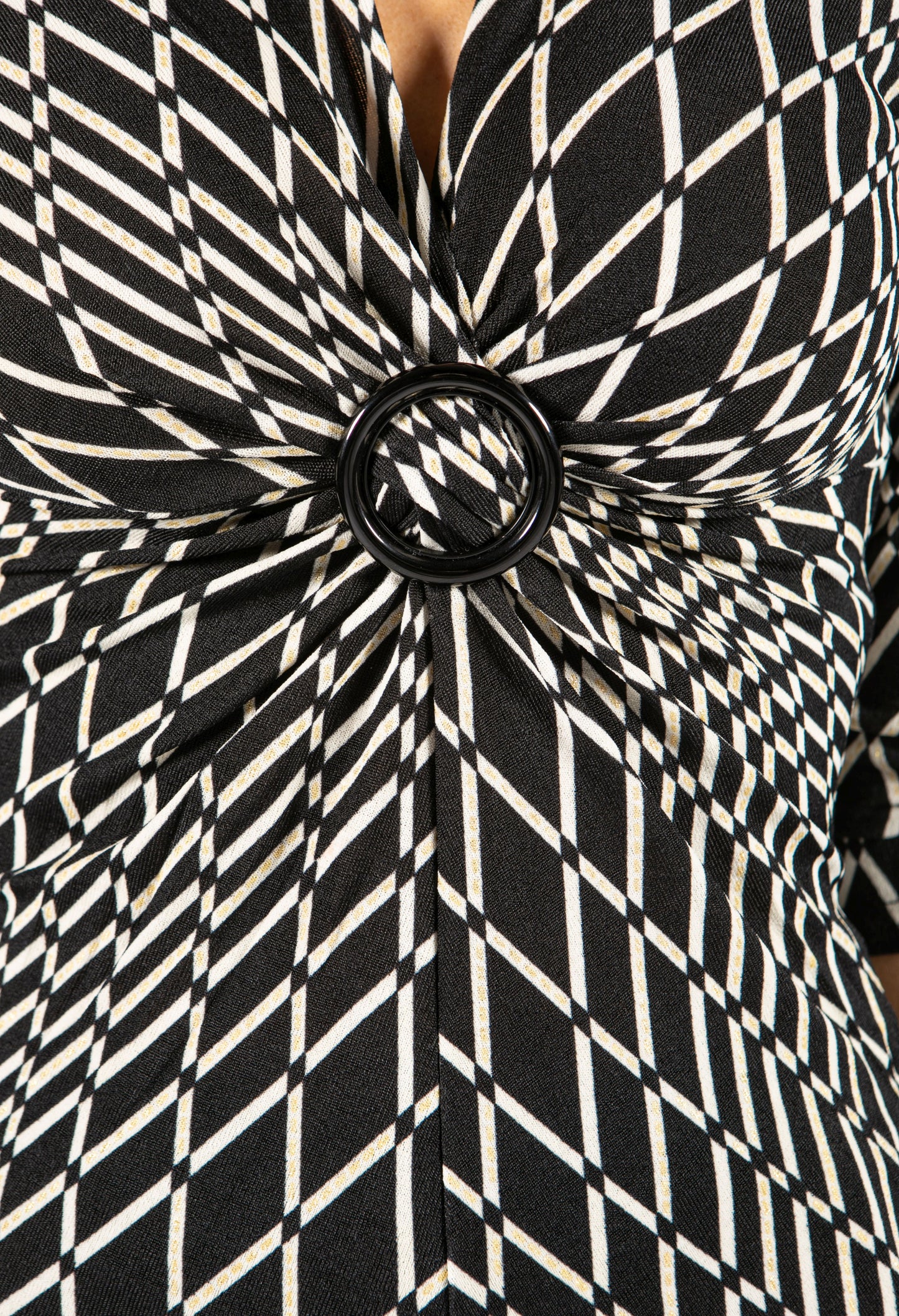 Geometric Print V Neckline Top-1