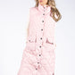 Long Line Quilted Gilet In Powder Pink