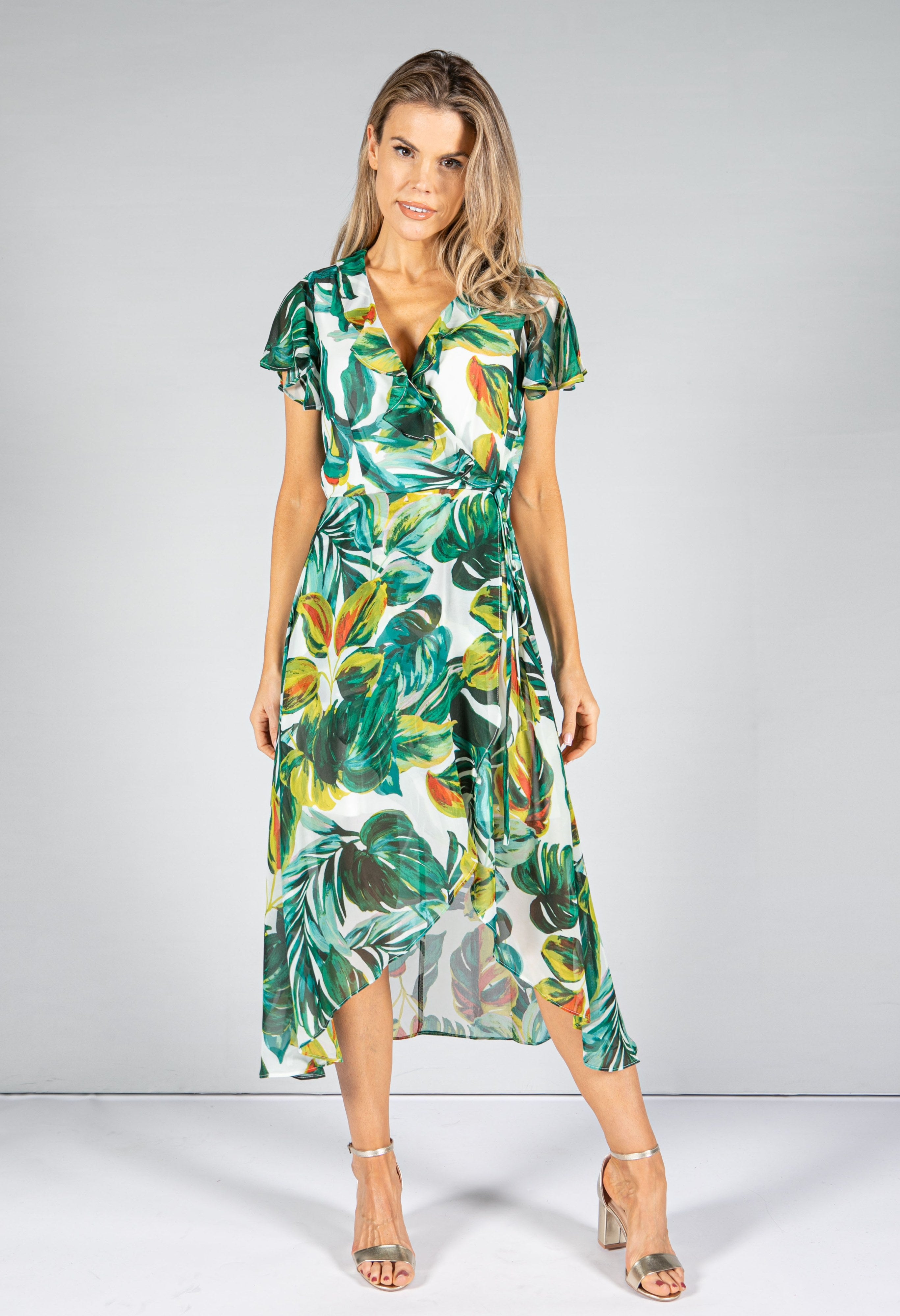 Wrap around dress designer sales