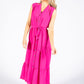 Hot Pink Tiered Button Down Dress