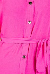 Hot Pink Tiered Button Down Dress