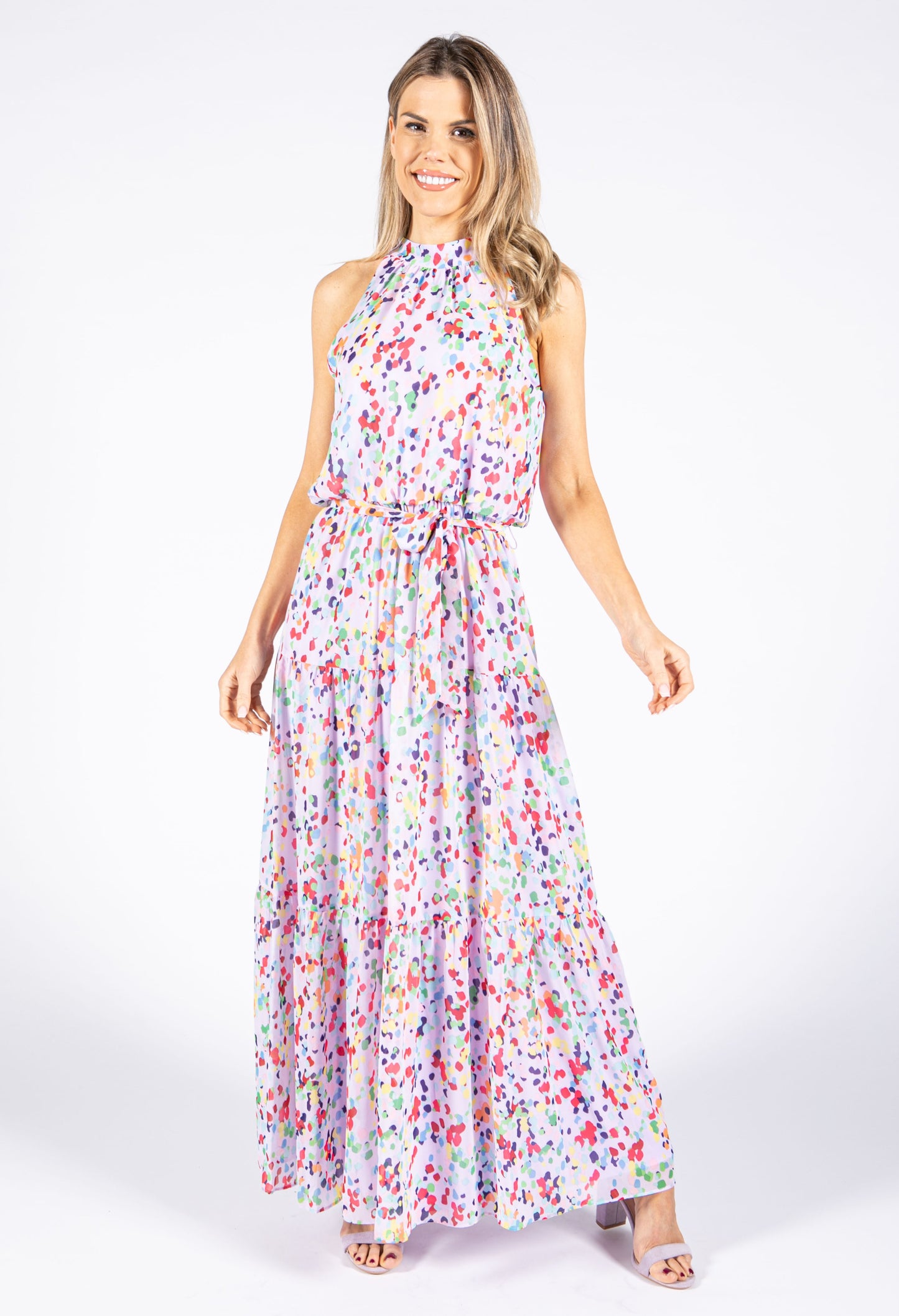 Tiered Hem Colour Bloom Dress