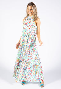 Tiered Hem Colour Bloom Dress