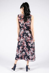 Sleeveless V Neckline Floral Dress