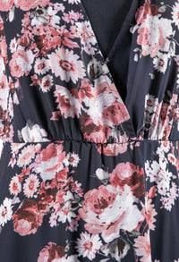 Sleeveless V Neckline Floral Dress