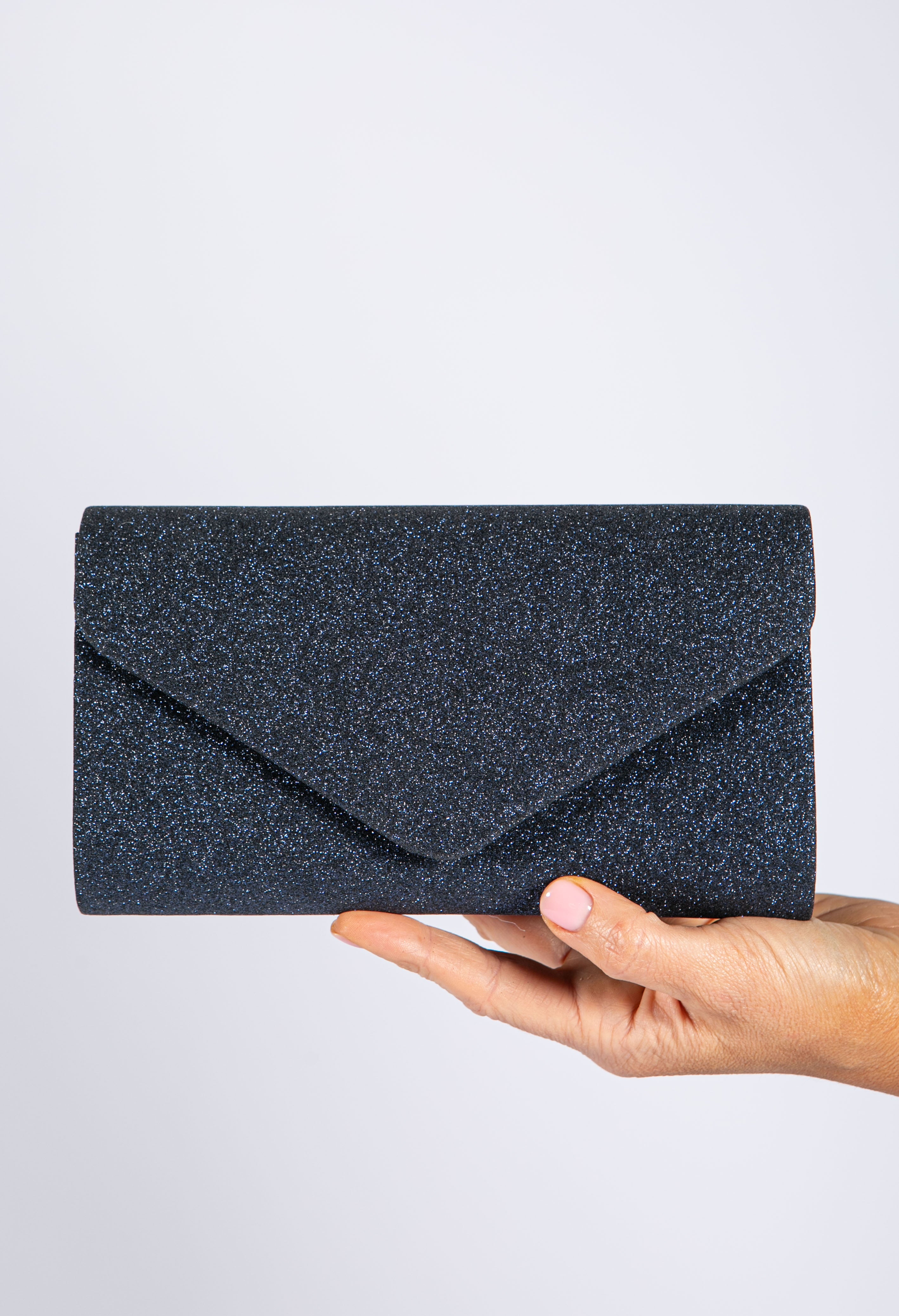 Navy glitter sales clutch bag