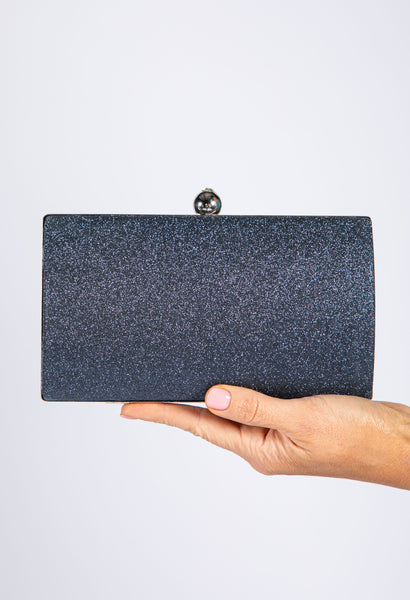 Navy blue glitter online clutch bag