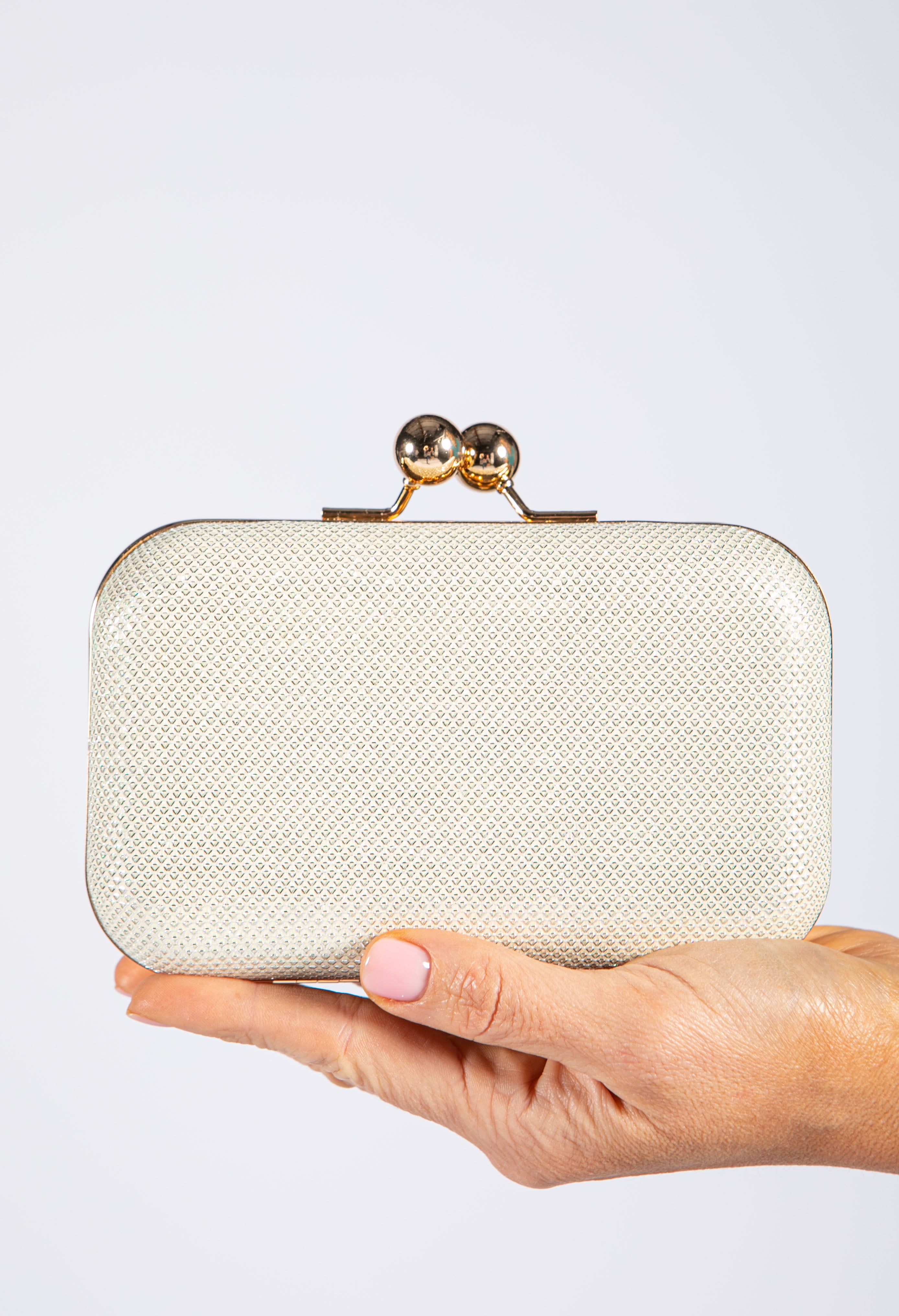 Cream and gold clutch bag hot sale