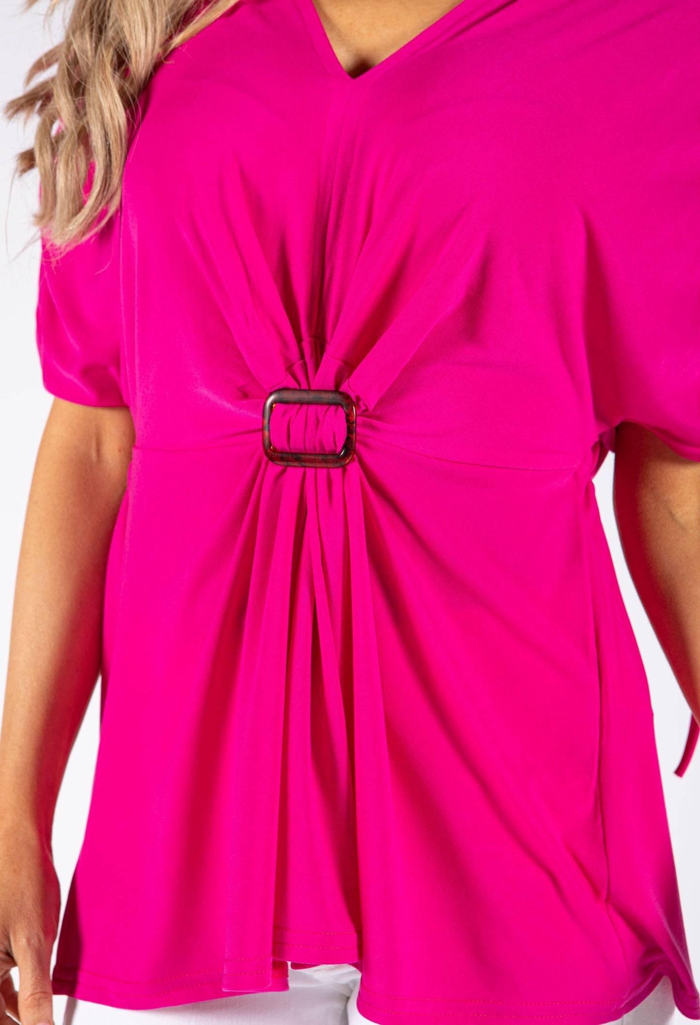 Buckle Detail V Neck Top