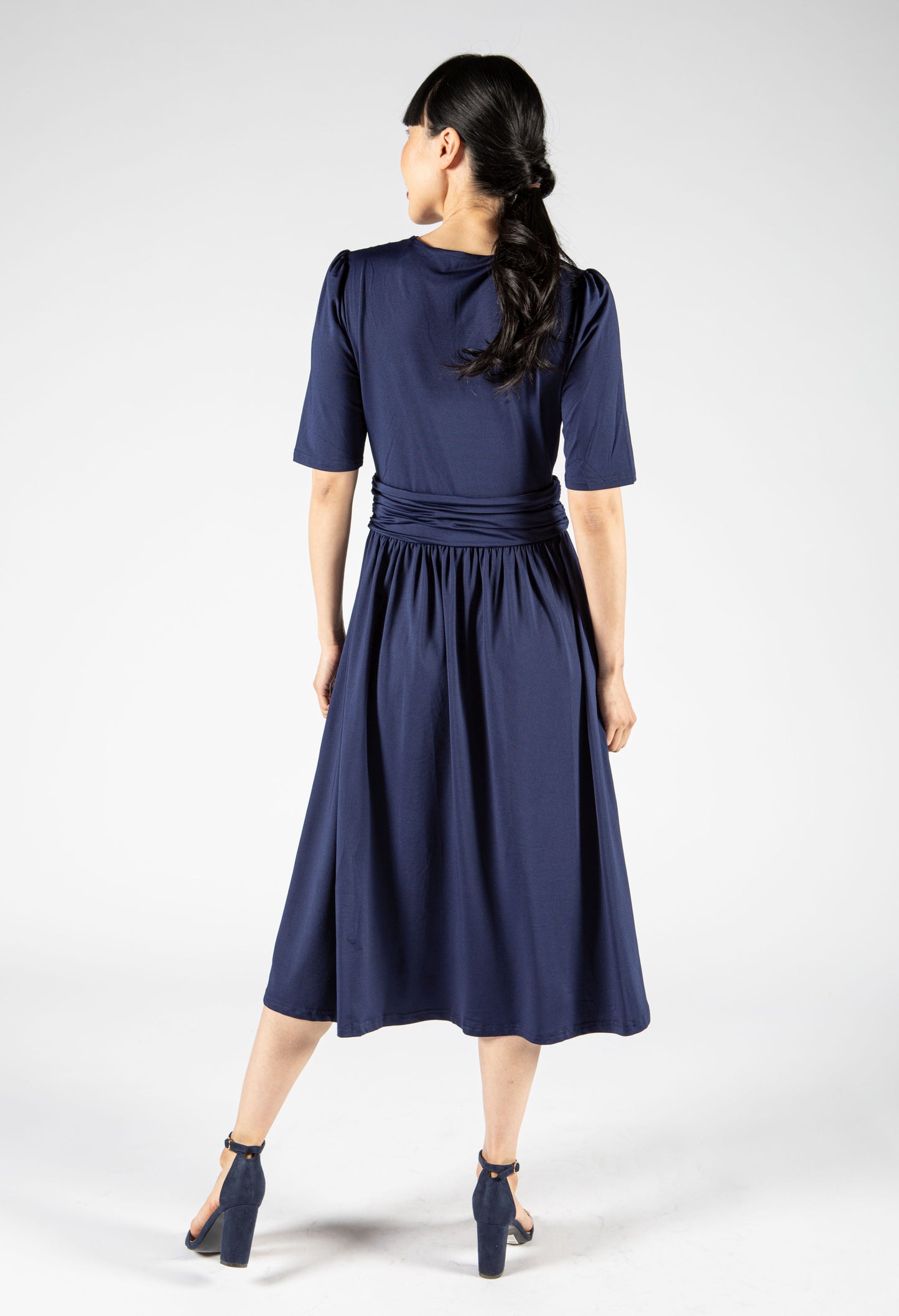 Ruched Detailing V Neckline Dress