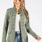 Military Style Collarless Jacket