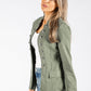 Military Style Collarless Jacket