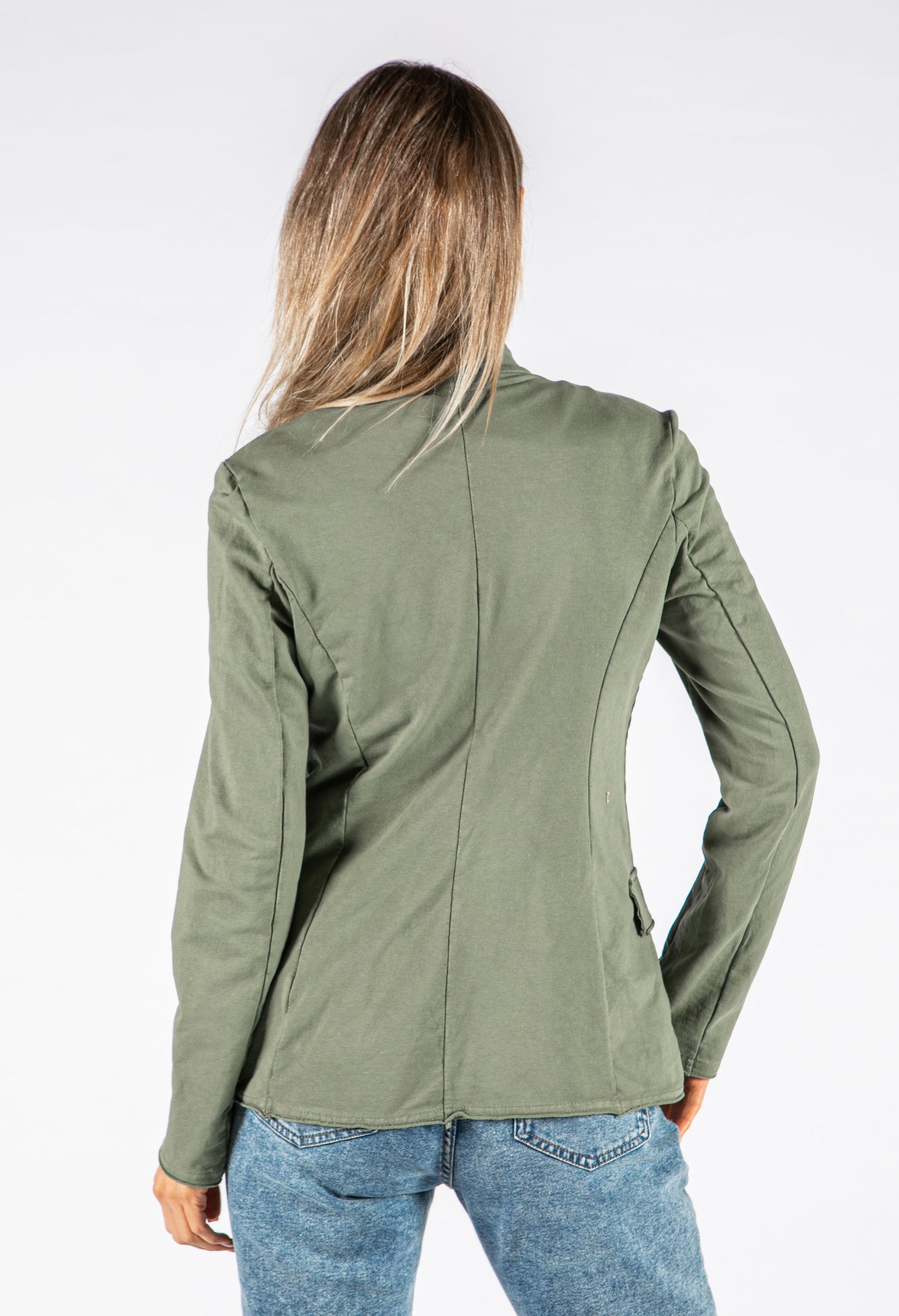 Military Style Collarless Jacket