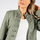 Military Style Collarless Jacket