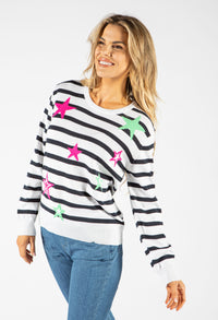 Star and Stripe Print Light Knit Jumper