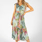 Tropical Bloom V Neckline Dress