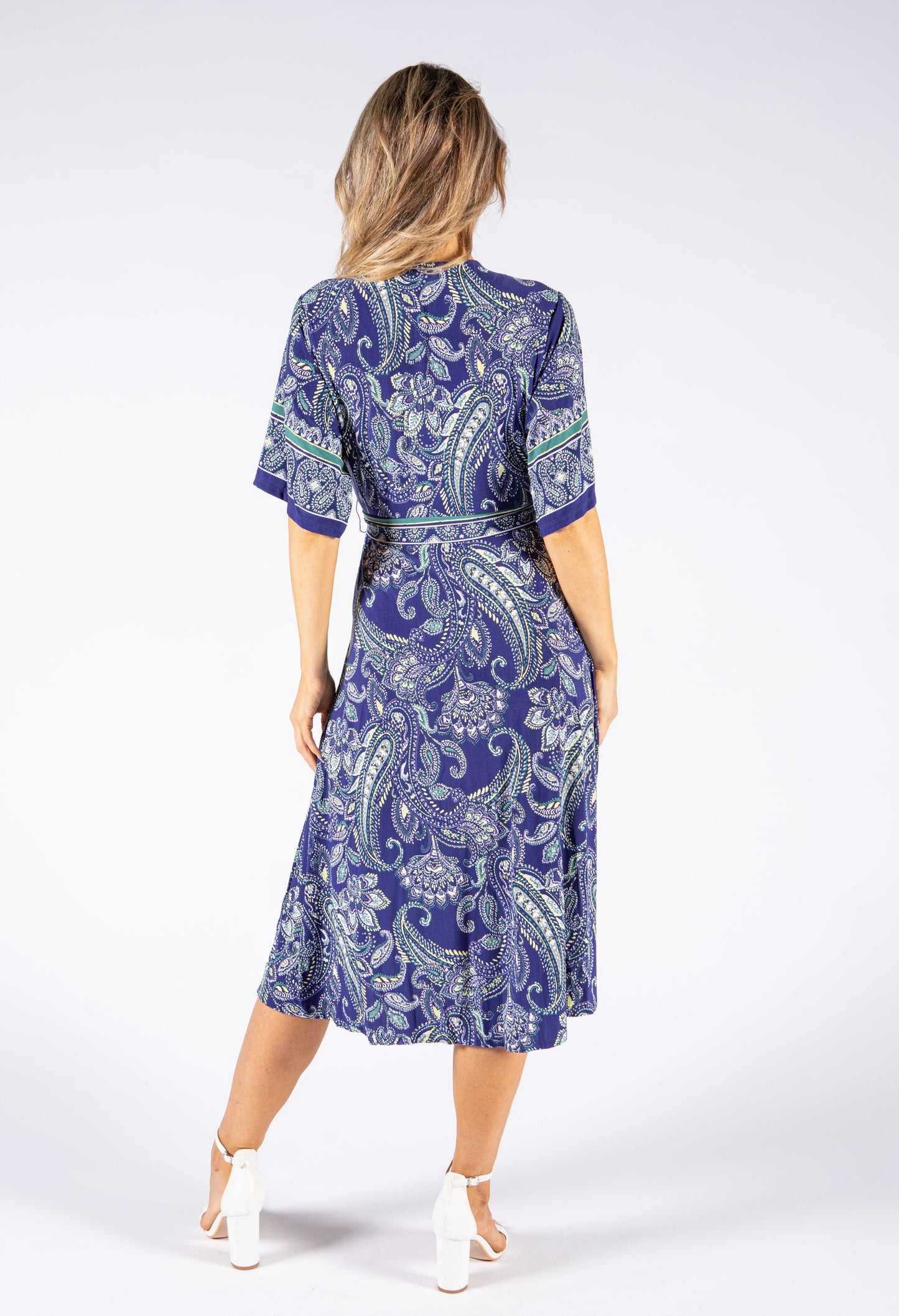 Paisley Print V Neck Dress