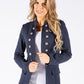 Military Style Collarless Jacket