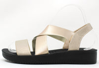 Metallic Cross Strap Sandal