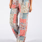 Patchwork Print Belted Trouser