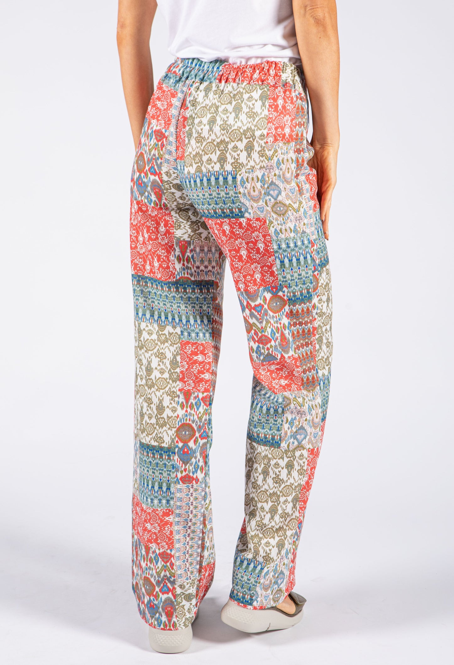 Patchwork Print Belted Trouser