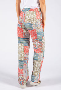 Patchwork Print Belted Trouser