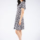 Abstract Print Eyelet Neckline Dress