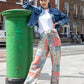 Patchwork Print Belted Trouser