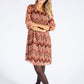 Aztec Print Plisse Pleat Dress