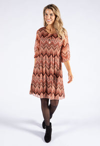 Aztec Print Plisse Pleat Dress