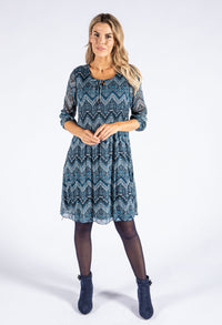 Aztec Print Plisse Pleat Dress-1