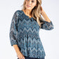 Aztec Print Plisse Pleat Top