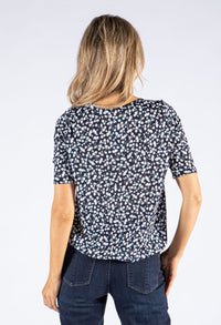 Leaf Print Short Sleeve Top