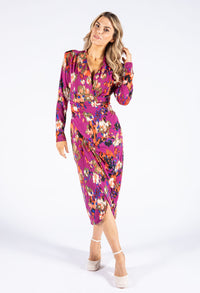 Abstract Print Wrap Dress