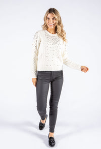 Diamante Cable Knit Pullover