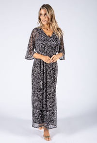 V Neckline Mesh Maxi Dress