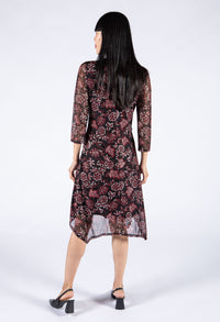 Floral Mesh Wrap Bodice Dress