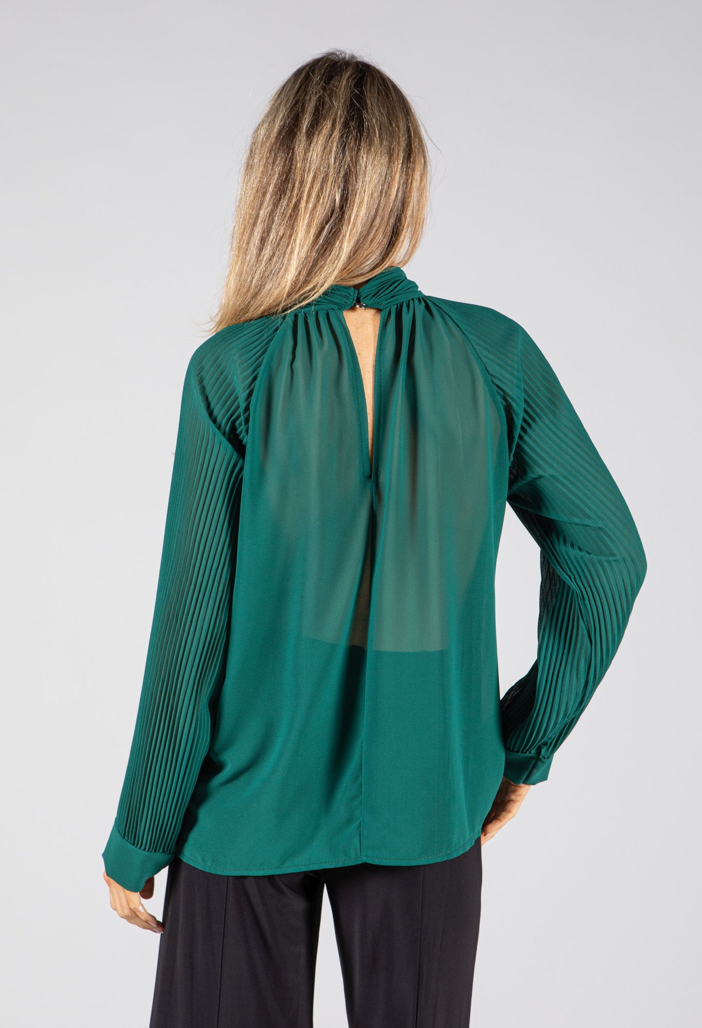 Pleated High Neck Blouse