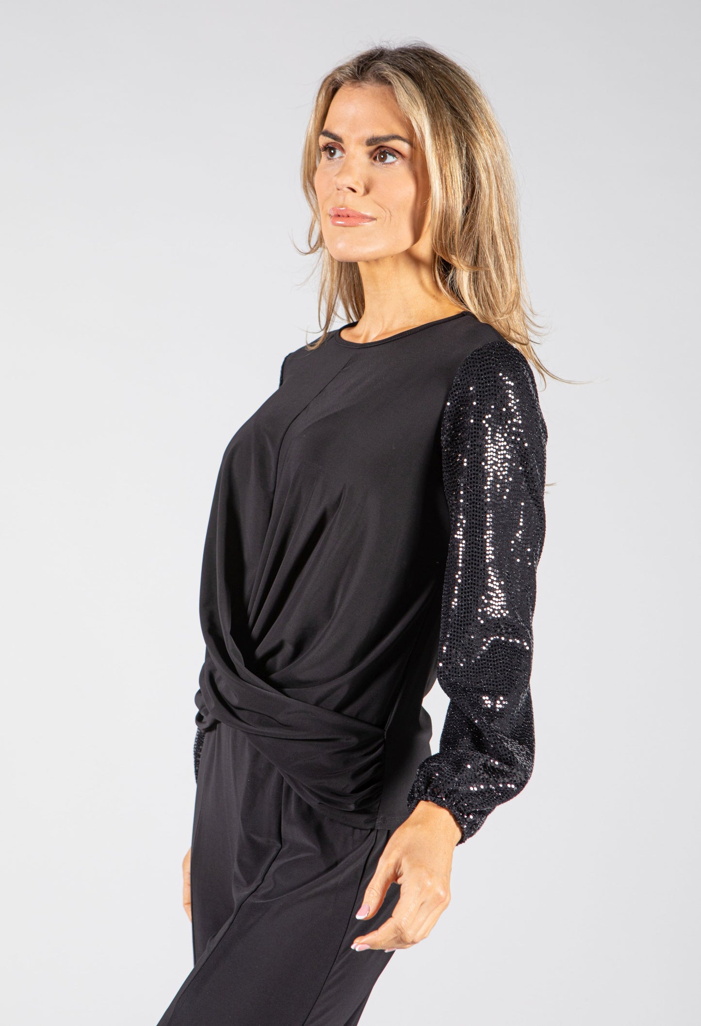 Cross Detail Sequin Top