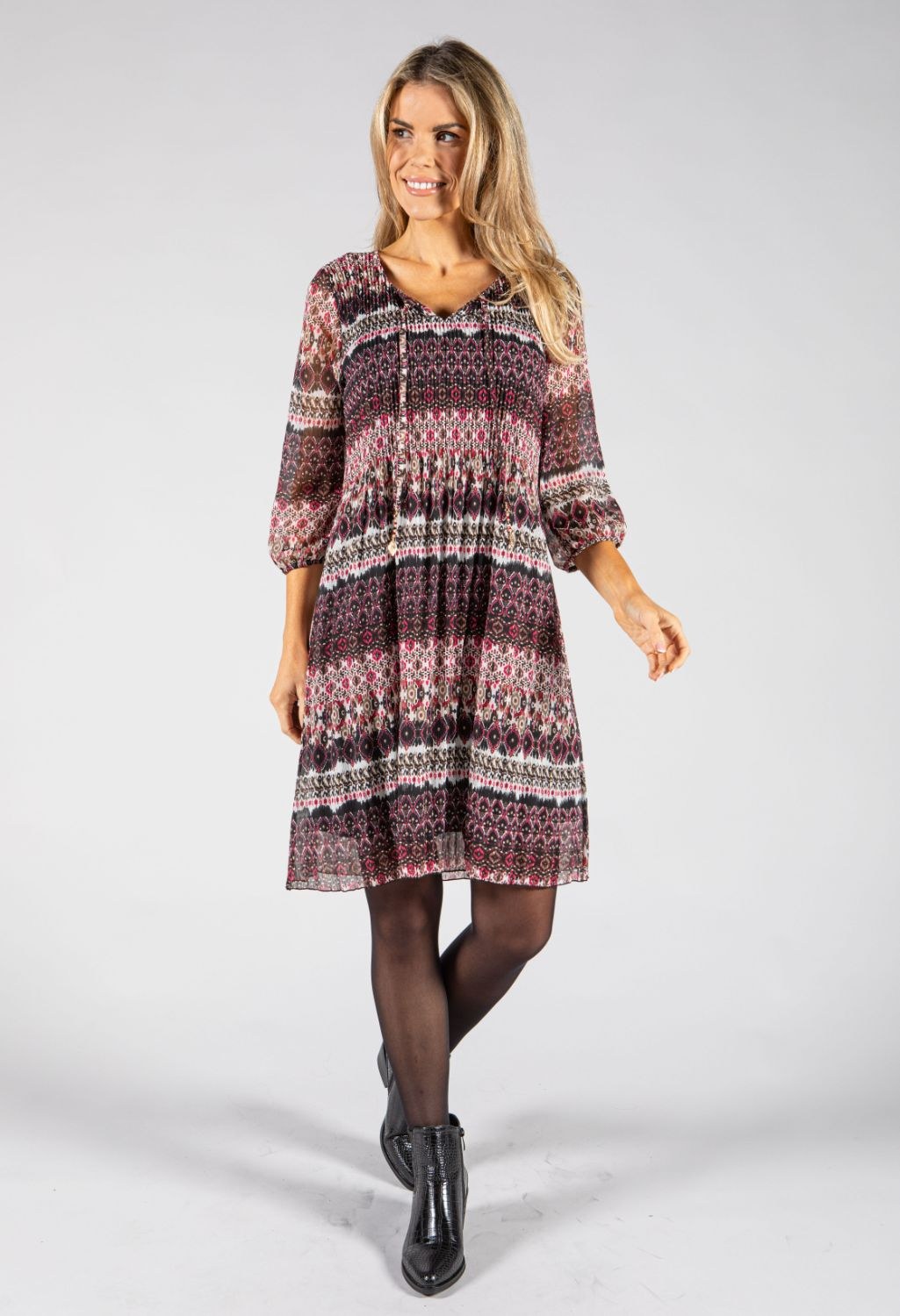 Printed Plisse Dress